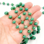 Load image into Gallery viewer, Green Turquoise Rondel Shape Oxidized Wire Chain