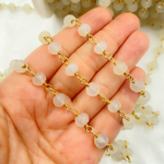 Load image into Gallery viewer, Natural Chalcedony Gold Plated Wire Chain