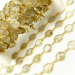 Load image into Gallery viewer, Golden Rutile Organic Shape Bezel Gold Plated Wire Chain.