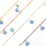 Load image into Gallery viewer, Created Blue Opal Round Shape Dangle Chain.