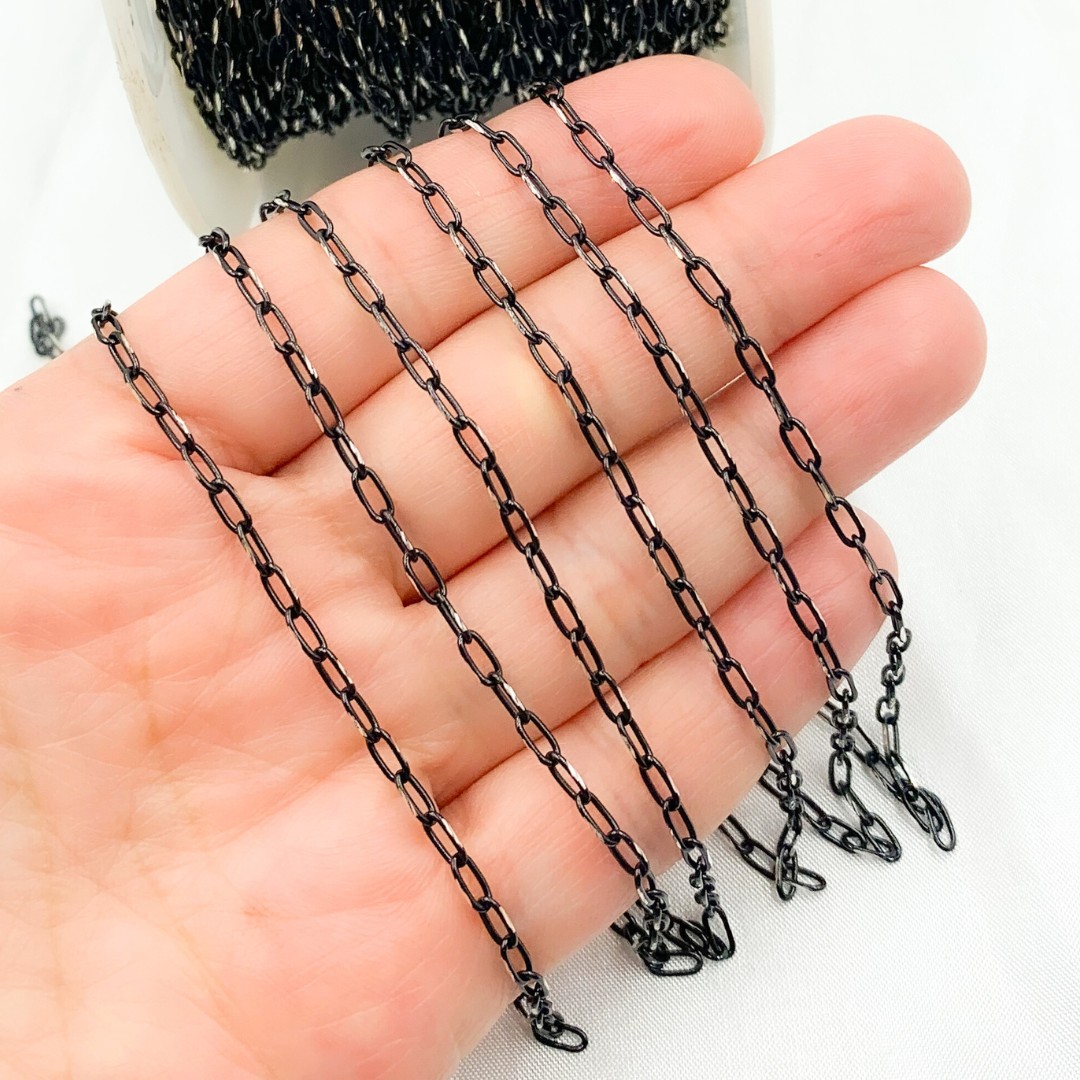 Black Rhodium Sterling Silver Cable Link Chain