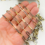 Load image into Gallery viewer, Two Tone Gold Plated & Black Rhodium Flat Paperclip Chain