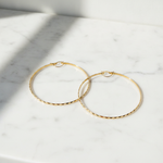 Load image into Gallery viewer, GER103. 14K Solid Gold Twisted Hoop Earrings