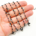 Load image into Gallery viewer, Coated Blue Silverite & CZ Dangle Oxidized Wire Chain