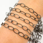 Load image into Gallery viewer, Black Rhodium Sterling Silver Twisted Round Link Chain