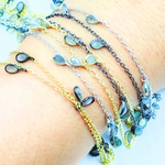 Load image into Gallery viewer, Labradorite Pear Shape Dangle Wire Chain.