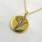 Load image into Gallery viewer, 14k Solid Gold Medallion Flower-Month Necklace