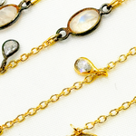 Load image into Gallery viewer, White Moonstone Bezel Set Oval & Pear Shape CZ Dangle Wire Chain.