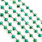 Load image into Gallery viewer, Green Turquoise Rondel Shape Oxidized Wire Chain.