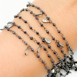 Load image into Gallery viewer, Coated Blue Silverite & CZ Dangle Oxidized Wire Chain