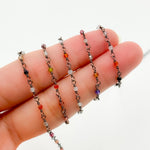 Load image into Gallery viewer, MGS26. Multi Gem Stone Faceted Roundel Wire Wrapped Chain