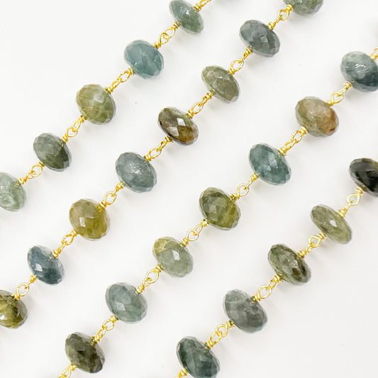 Moss Aquamarine Gold Plated Wire Chain