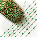 Load image into Gallery viewer, Gold Filled Green Color Enamel Cable Chain