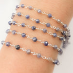 Load image into Gallery viewer, Coated Blue Quartz Sterling Silver Wire Wrap Chain