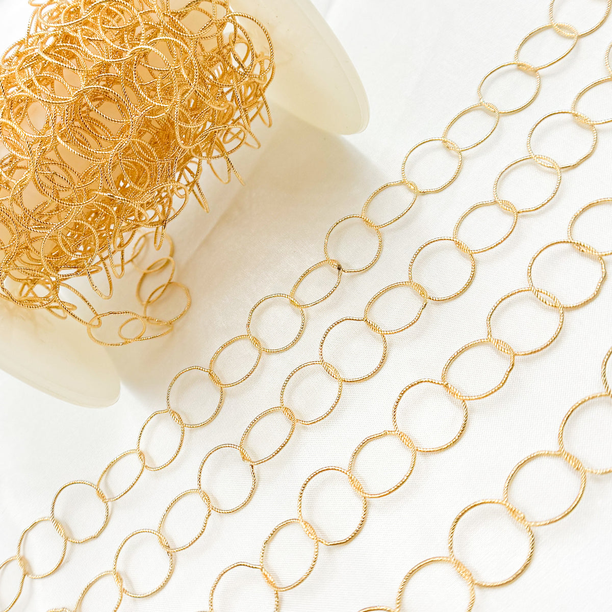 14K Gold Filled Twisted Round Link Chain