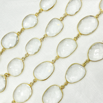 Load image into Gallery viewer, Crystal Organic Shape Bezel Gold Plated Wire Chain.