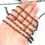 Load image into Gallery viewer, Sterling Silver Black Rhodium Matte Paperclip Chain