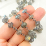Load image into Gallery viewer, Labradorite Oxidized 925 Sterling Silver Wire Chain.
