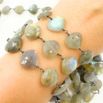 Load image into Gallery viewer, Labradorite Heart Shape Oxidized Wire Chain.
