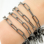 Load image into Gallery viewer, V7BR. Black Rhodium 925 Sterling Silver Paperclip Chain