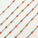Load image into Gallery viewer, Sterling White Silver Enamel Orange Color Cable Chain