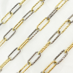Load image into Gallery viewer, Black Rhodium & Gold Plated 925 Sterling Silver Diamond Cut Paperclip Chain