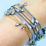 Load image into Gallery viewer, White Moonstone Pear Shape Dangle Wire Chain.