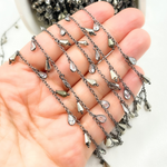 Load image into Gallery viewer, Pyrite with CZ Oxidized Wire Wrap Chain