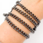 Load image into Gallery viewer, Black Rhodium Sterling Silver Smooth Curb Chain