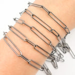 Load image into Gallery viewer, Black Rhodium Sterling Silver Smooth Long and Short Chain