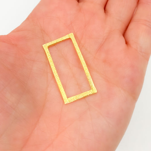 30MM Gold-plated Sterling Silver Brushed Rectangle Connector