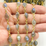 Load image into Gallery viewer, Labradorite Pear Shape Bezel Chain.
