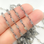 Load image into Gallery viewer, Labradorite Cone Shape Oxidized Wire Chain.
