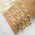 Load image into Gallery viewer, Gold Plated 925 Sterling Silver Flat Paperclip Chain