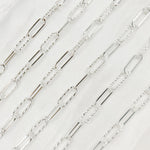 Load image into Gallery viewer, Sterling Silver Smooth & Diamond Cut Paperclip Chain