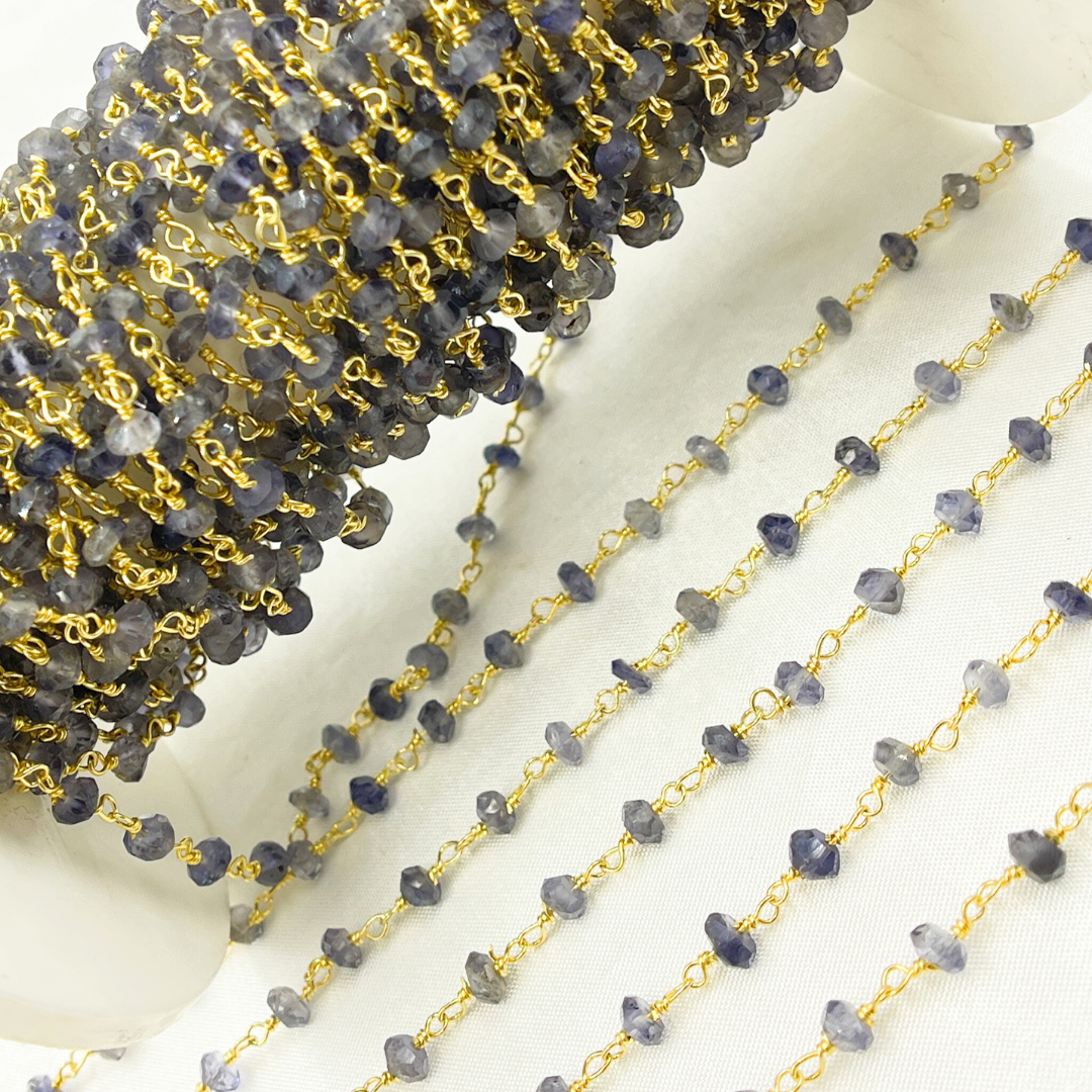 Iolite Gold Plated 925 Sterling Silver Wire Chain.
