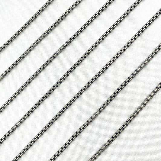 Oxidized Sterling Silver Round Box Chain
