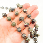 Load image into Gallery viewer, Nugget Pyrite Oxidized 925 Sterling Silver Wire Chain.
