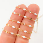 Load image into Gallery viewer, Gold Filled White Color Enamel Marina Link Chain