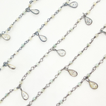 Load image into Gallery viewer, Coated Green Moonstone & CZ Dangle Oxidized Wire Chain