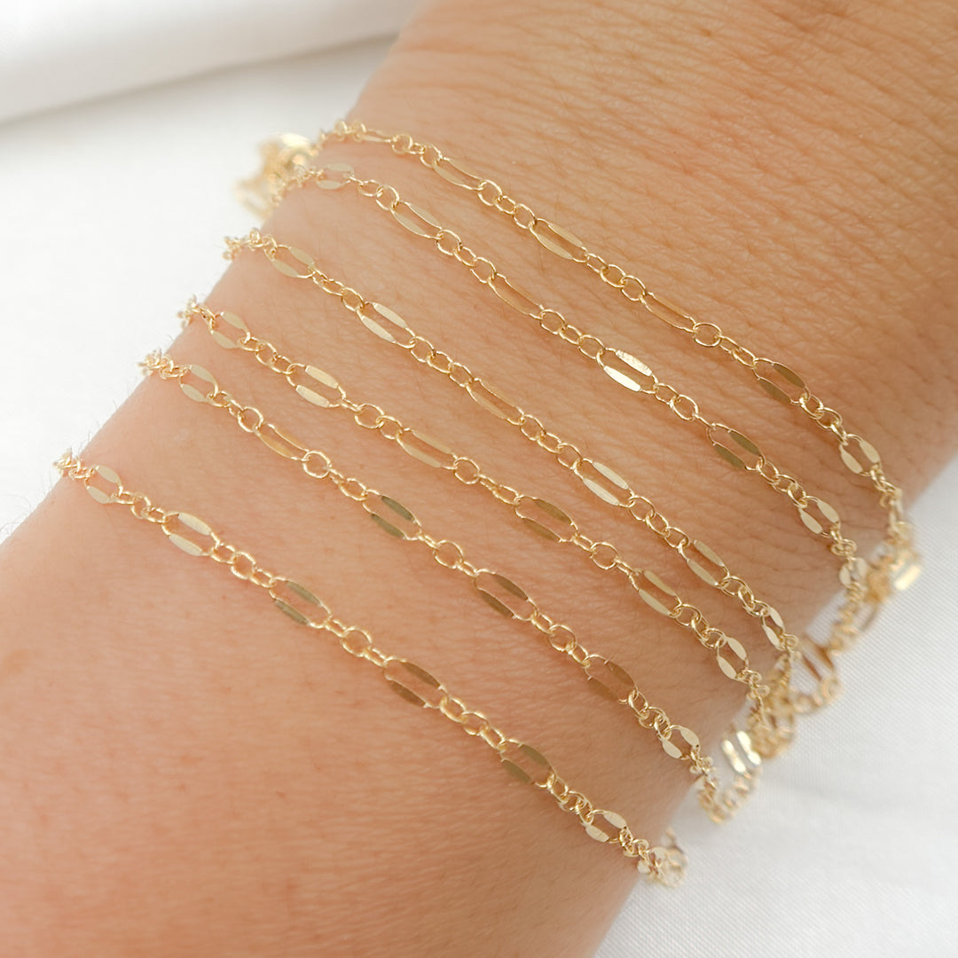 14K Gold-Filled Flat Marina and Cable Links Chain