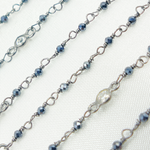 Load image into Gallery viewer, Coated Black Spinel & Round CZ Wire Wrap Chain