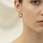 Load image into Gallery viewer, GER143. 14K Gold Chunky Textured Hollow Hoop