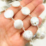 Load image into Gallery viewer, Coin Shape Freshwater Pearl Wire Wrap Chain