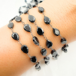 Load image into Gallery viewer, Black Spinel Rondel Faceted Wire Chain