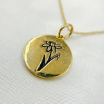 Load image into Gallery viewer, 14k Solid Gold Medallion Flower-Month Necklace