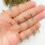 Load image into Gallery viewer, 925 Sterling Silver Two Tone (Yellow Gold, Black Rhodium) Diamond Cut Paperclip Chain