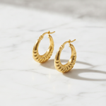 Load image into Gallery viewer, GER176. 14k Yellow Gold Croissant Small Hollow Hoops