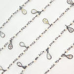 Load image into Gallery viewer, Pearl & CZ Dangle Oxidized Wire Chain