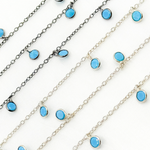 Load image into Gallery viewer, Blue Cubic Zirconia Round Shape Dangle Chain